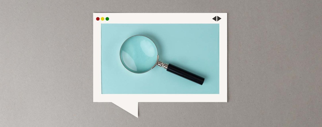 Magnifying glass on web browser window
