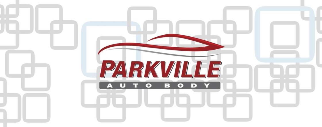 Parkville auto body logo on abstract back ground